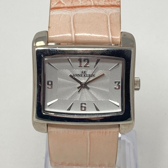 Anne Klein Accessories - Anne Klein Watch Women 32mm Silver Tone Pink Leather Band Rectangle New Battery